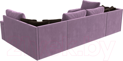 Диван П-образный Лига Диванов Николь / 113282 (микровельвет сиреневый/экокожа коричневый)
