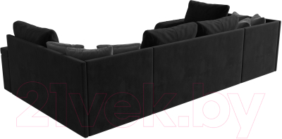 Диван П-образный Лига Диванов Николь / 117006 (велюр черный/экокожа черный)