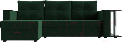 Диван угловой Лига Диванов Атланта Лайт левый / 112495L (велюр зеленый)