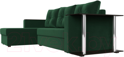 Диван угловой Лига Диванов Атланта Лайт левый / 112495L (велюр зеленый)