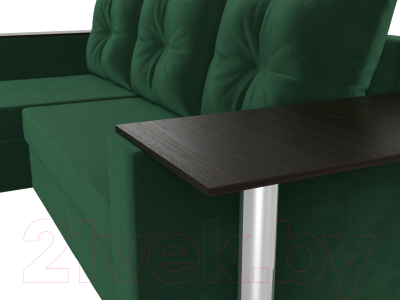 Диван угловой Лига Диванов Атланта Лайт левый / 112495L (велюр зеленый)