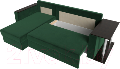 Диван угловой Лига Диванов Атланта Лайт левый / 112495L (велюр зеленый)