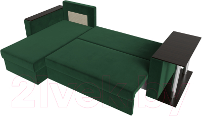 Диван угловой Лига Диванов Атланта Лайт левый / 112495L (велюр зеленый)