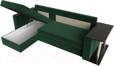 Диван угловой Лига Диванов Атланта Лайт левый / 112495L (велюр зеленый)