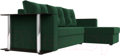 Диван угловой Лига Диванов Атланта Лайт правый / 112495 (велюр зеленый)