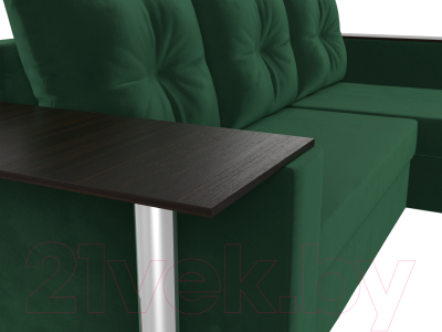 Диван угловой Лига Диванов Атланта Лайт правый / 112495 (велюр зеленый)