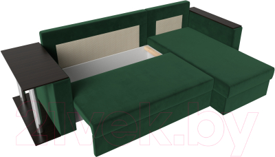 Диван угловой Лига Диванов Атланта Лайт правый / 112495 (велюр зеленый)