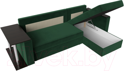 Диван угловой Лига Диванов Атланта Лайт правый / 112495 (велюр зеленый)