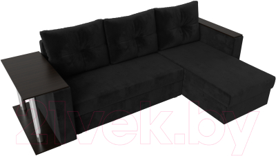 Диван угловой Лига Диванов Атланта Лайт правый / 112499 (велюр черный)