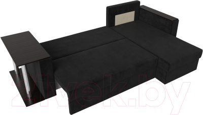 Диван угловой Лига Диванов Атланта Лайт правый / 112499 (велюр черный)