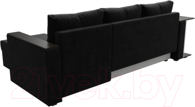 Диван угловой Лига Диванов Атланта Лайт правый / 112499 (велюр черный)