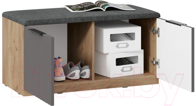 Тумба для обуви ТриЯ Хилтон Исп.2.2 (дуб крафт золотой/графит матовый)