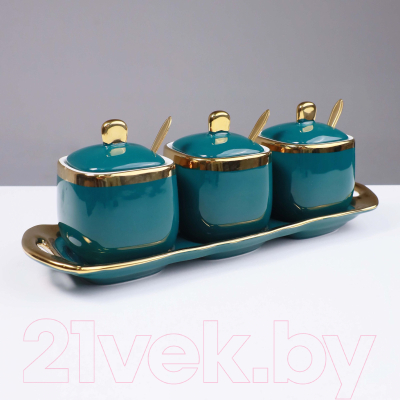 Набор емкостей для хранения AksHome Moonshine (3шт, темно-зеленый/золото)