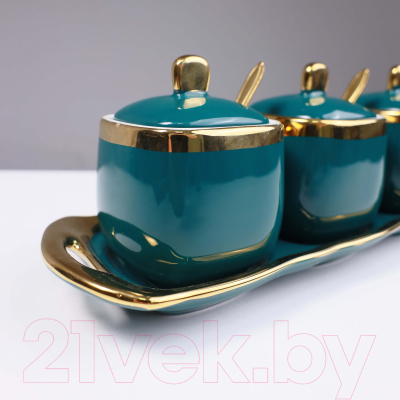 Набор емкостей для хранения AksHome Moonshine (3шт, темно-зеленый/золото)