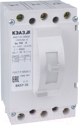 Выключатель автоматический КЭАЗ ВА57-31-330010-100А-1200-690AC-УХЛ3 / 108402 - фото