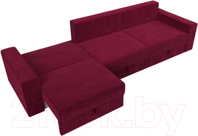 Диван Лига Диванов Майами Long / 114784 (микровельвет бордовый)