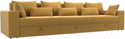 Диван Лига Диванов Майами Long / 114787 (микровельвет желтый) - фото