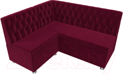 Уголок кухонный мягкий Лига Диванов Мирта левый / 109455L (микровельвет бордовый)