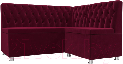 Уголок кухонный мягкий Лига Диванов Мирта правый / 109455 (микровельвет бордовый) - фото