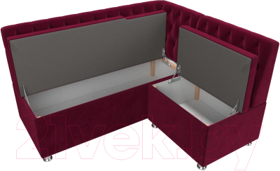 Уголок кухонный мягкий Лига Диванов Мирта правый / 109455 (микровельвет бордовый)