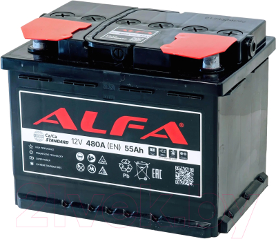 Автомобильный аккумулятор ALFA battery Standart R+ 480A / 6CT-55R - фото