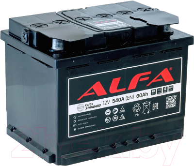 Автомобильный аккумулятор ALFA battery Standart L 540A / 6CT-60L - фото