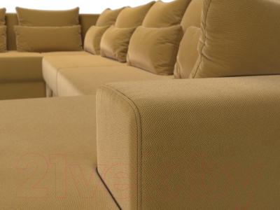 Диван П-образный Лига Диванов Майами левый / 114833L (микровельвет желтый)