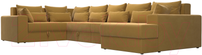Диван П-образный Лига Диванов Майами левый / 114833L (микровельвет желтый)