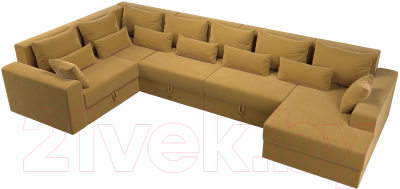Диван П-образный Лига Диванов Майами левый / 114833L (микровельвет желтый)