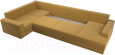 Диван П-образный Лига Диванов Майами левый / 114833L (микровельвет желтый)