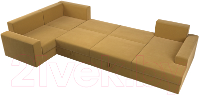 Диван П-образный Лига Диванов Майами левый / 114833L (микровельвет желтый)