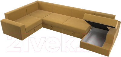 Диван П-образный Лига Диванов Майами левый / 114833L (микровельвет желтый)