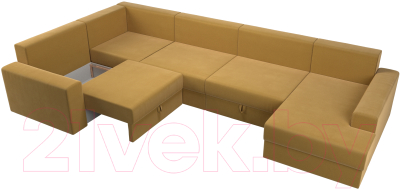 Диван П-образный Лига Диванов Майами левый / 114833L (микровельвет желтый)