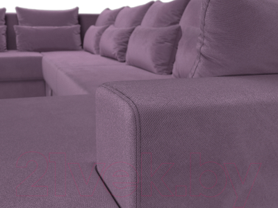 Диван П-образный Лига Диванов Майами левый / 114835L (микровельвет сиреневый)