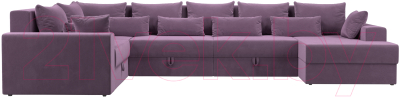 Диван П-образный Лига Диванов Майами левый / 114835L (микровельвет сиреневый)