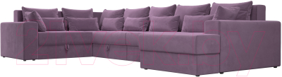 Диван П-образный Лига Диванов Майами левый / 114835L (микровельвет сиреневый)