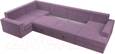 Диван П-образный Лига Диванов Майами левый / 114835L (микровельвет сиреневый)
