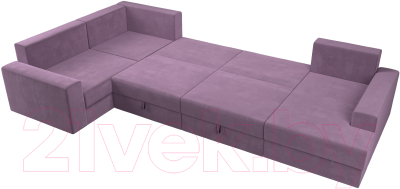 Диван П-образный Лига Диванов Майами левый / 114835L (микровельвет сиреневый)