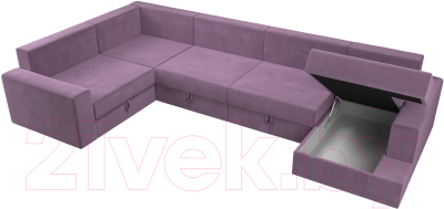 Диван П-образный Лига Диванов Майами левый / 114835L (микровельвет сиреневый)