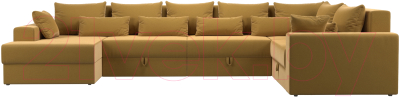 Диван П-образный Лига Диванов Майами правый / 114833 (микровельвет желтый)