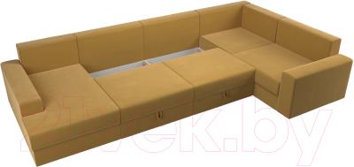 Диван П-образный Лига Диванов Майами правый / 114833 (микровельвет желтый)