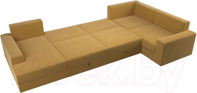 Диван П-образный Лига Диванов Майами правый / 114833 (микровельвет желтый)