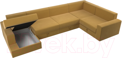 Диван П-образный Лига Диванов Майами правый / 114833 (микровельвет желтый)