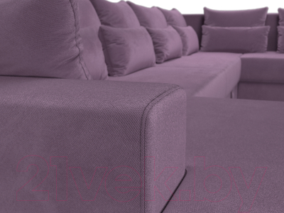 Диван П-образный Лига Диванов Майами правый / 114835 (микровельвет сиреневый)