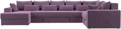 Диван П-образный Лига Диванов Майами правый / 114835 (микровельвет сиреневый)