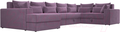 Диван П-образный Лига Диванов Майами правый / 114835 (микровельвет сиреневый)