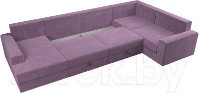 Диван П-образный Лига Диванов Майами правый / 114835 (микровельвет сиреневый)