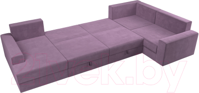 Диван П-образный Лига Диванов Майами правый / 114835 (микровельвет сиреневый)
