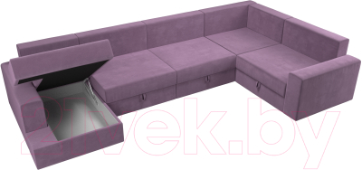 Диван П-образный Лига Диванов Майами правый / 114835 (микровельвет сиреневый)