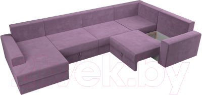 Диван П-образный Лига Диванов Майами правый / 114835 (микровельвет сиреневый)